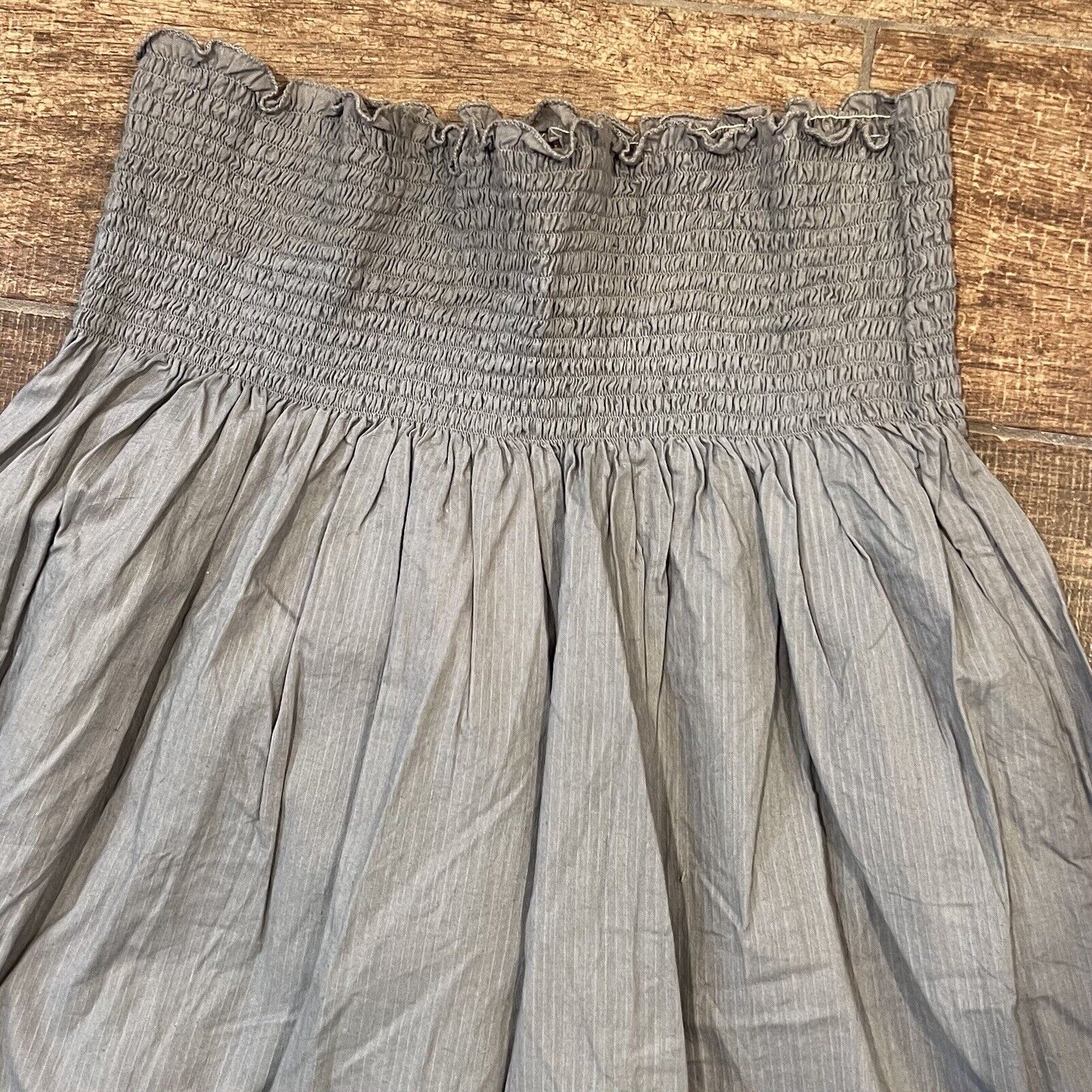 Matta Dress Halter Strapless Gray Cotton Smocked Midi Pull On Nwt — image 2 of 5
